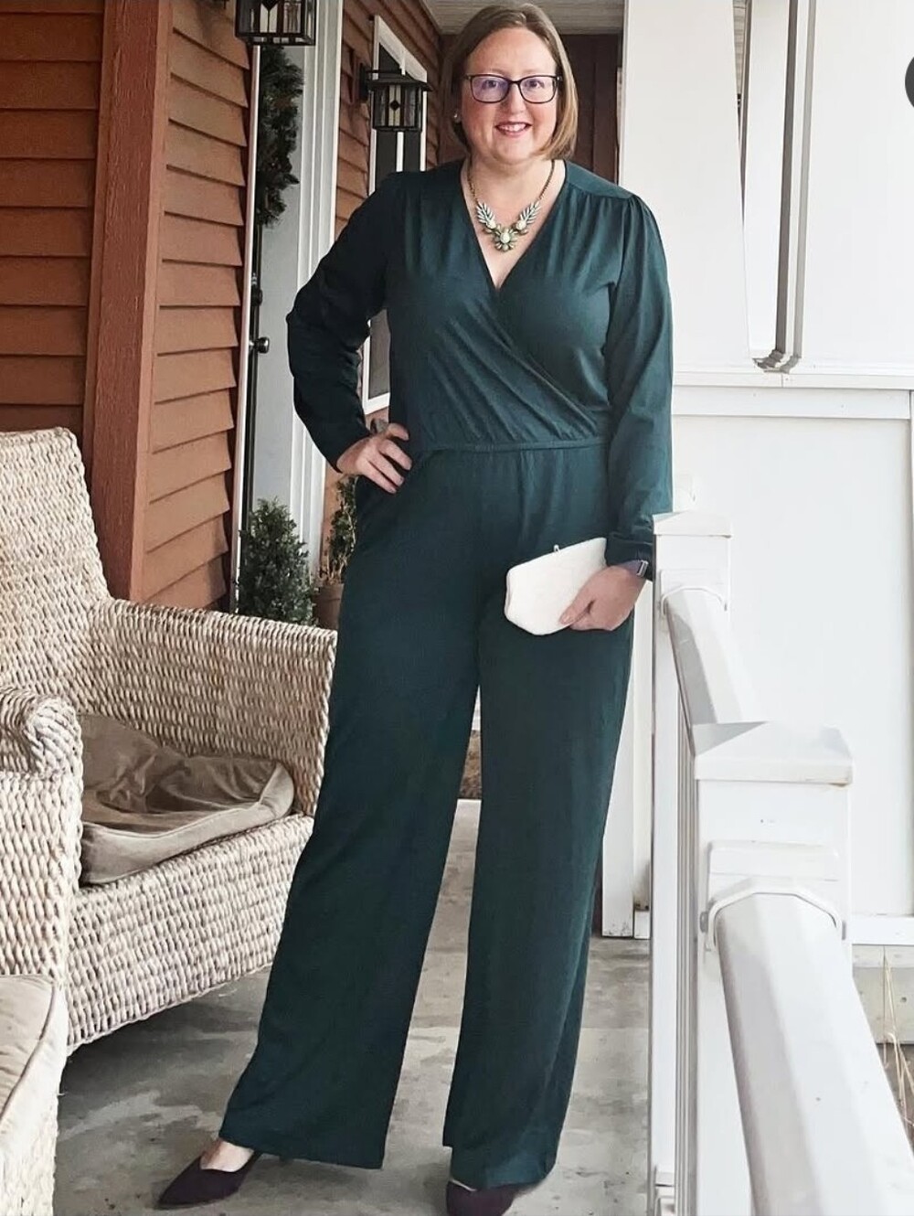 Wool& Paisley Wrap-Front Jumpsuit - Discontinued Style.
